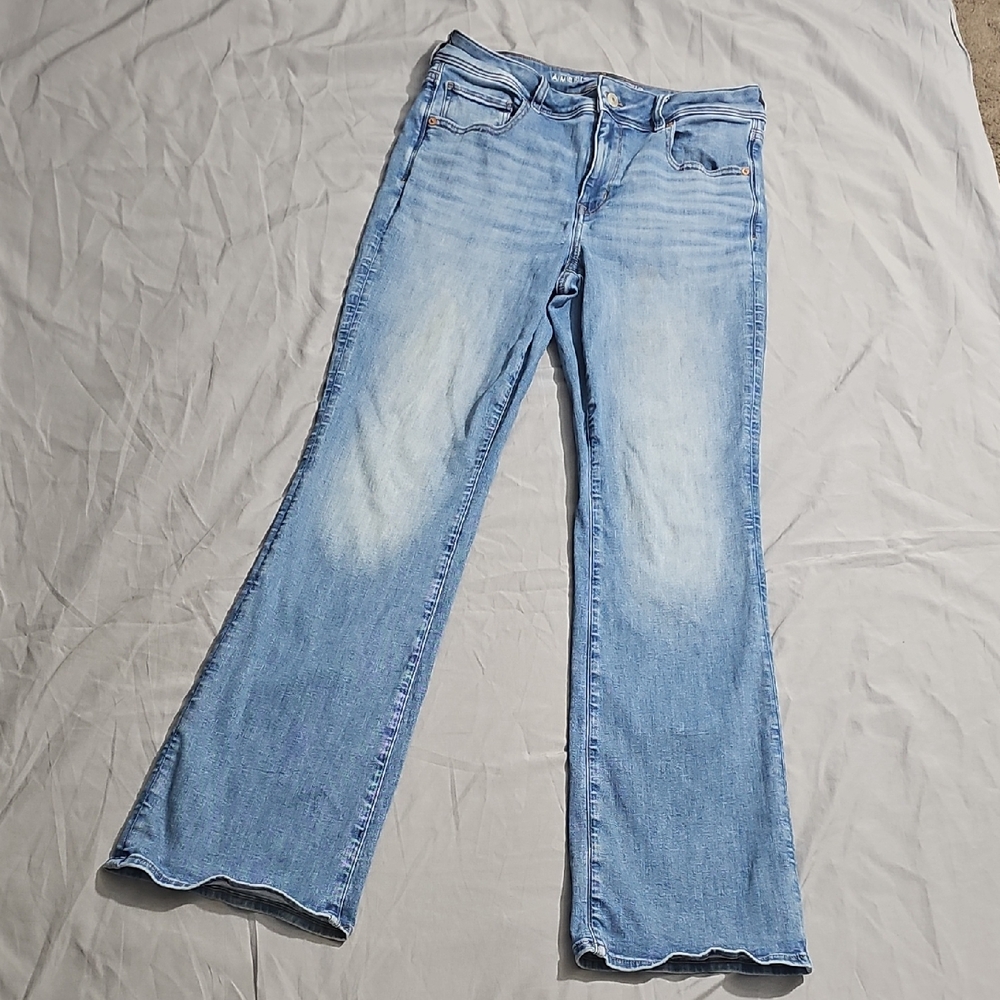 AEO Kick Boot Stretch Faded Blue Jeans Sz 12 Reg